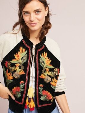 Anthropologie Maeve San Telmo Embroidered Jacket